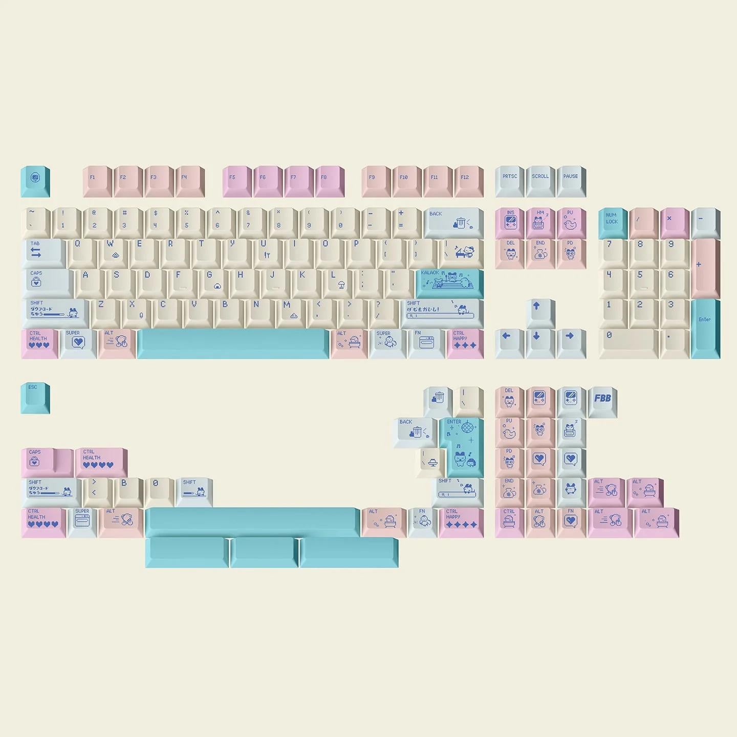 FBB Digital Pet keycaps Cherry Profile PBT Dye Subbed