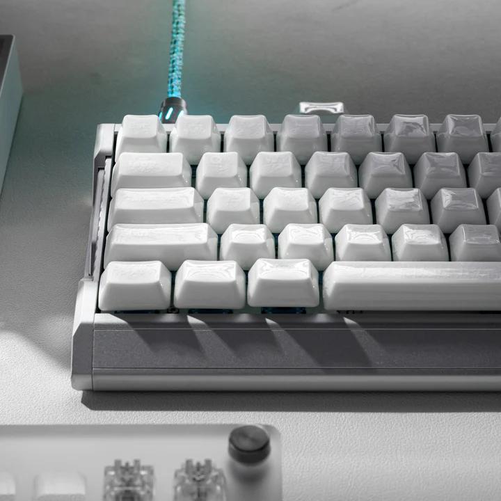 XVX Crazed White Ceramic Keycaps Cherry Profile Double Shot Shine Through Al2O3 Alumina Keycap 120-Keys