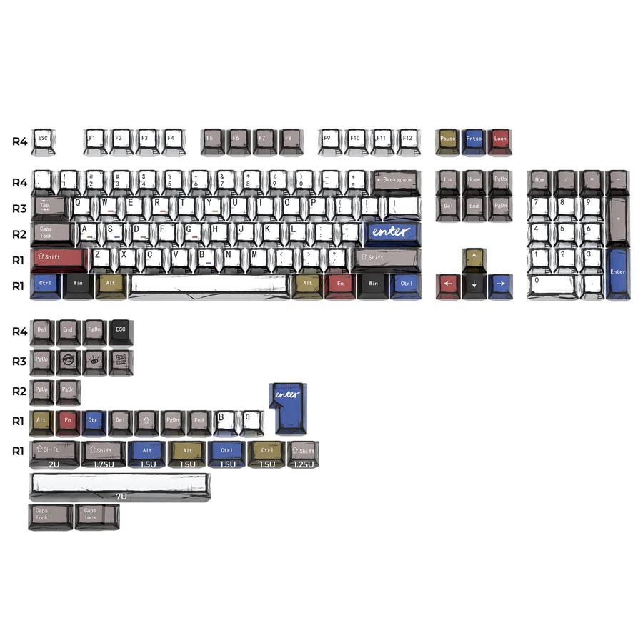 XVX Manga Theme Graffiti OEM Profile Keycap Dye-Sub PBT Plastic Keycaps (134-Key)