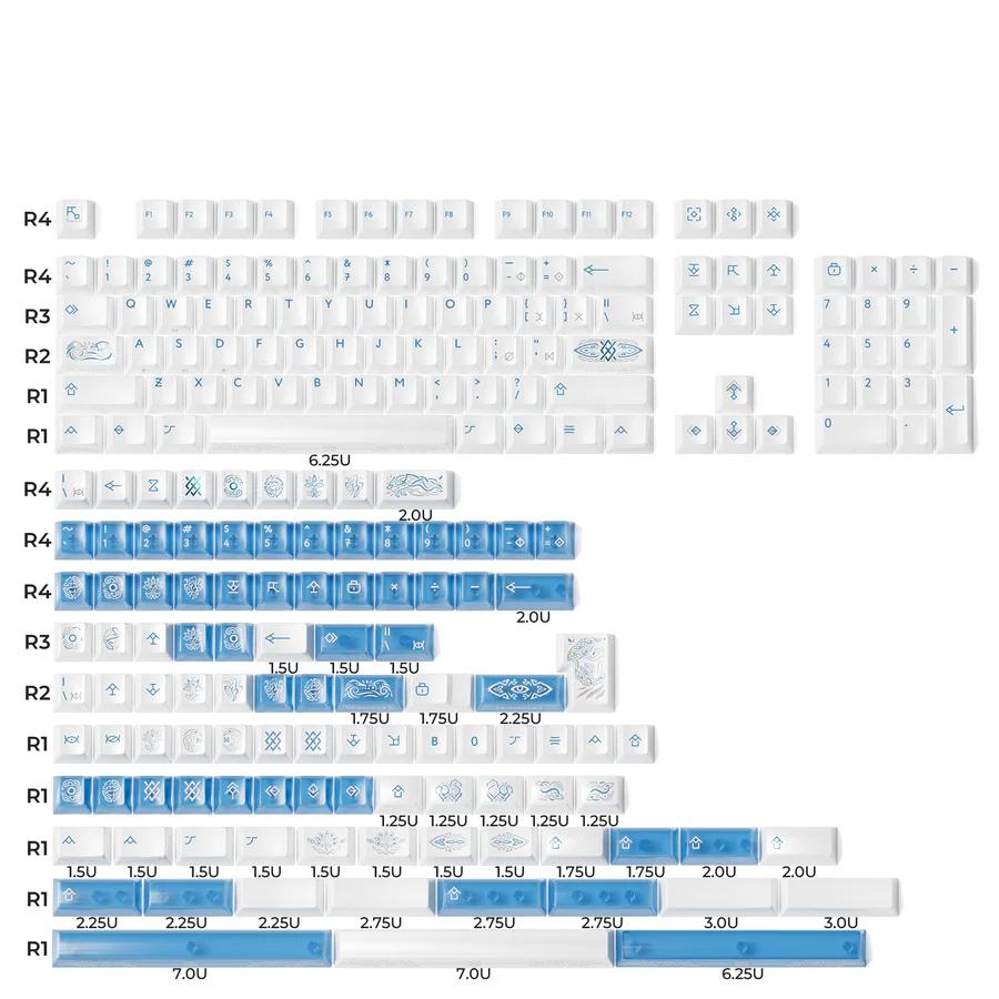 XVX Eternity R2 Keycaps Cherry Profile Double Screen printing PBT Keycaps set 205-Key Keycaps