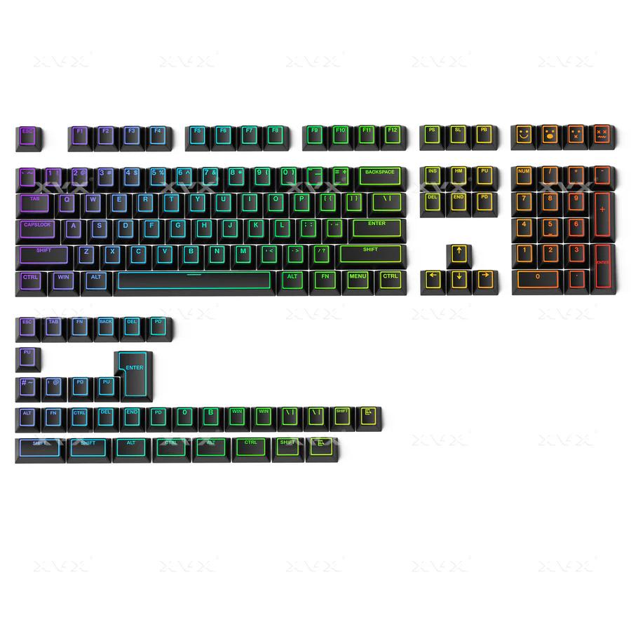XVX Prism Black Keycaps Cherry Profile Double Shot Shine Through PBT Keycap 142-Keys
