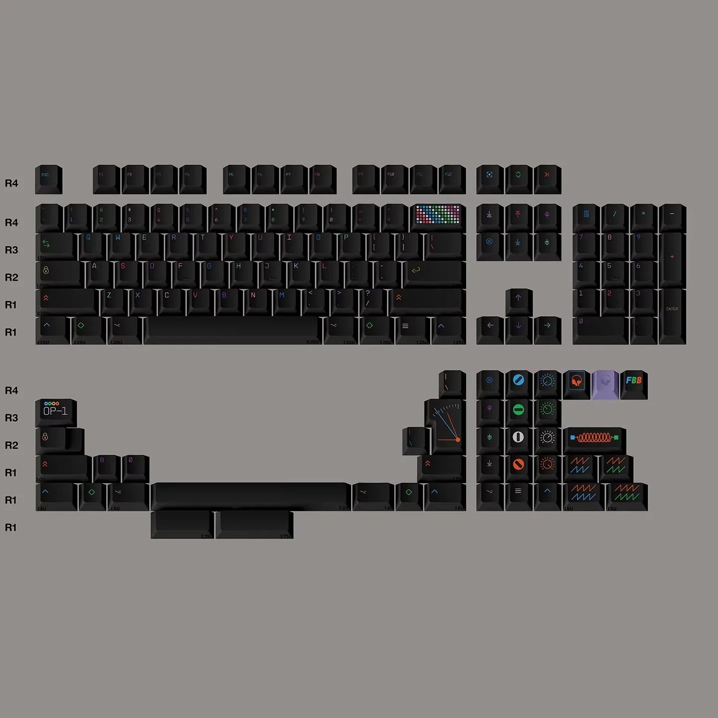 FBB OP-1 Night Keycaps Cherry Profile PBT Dye Subbed