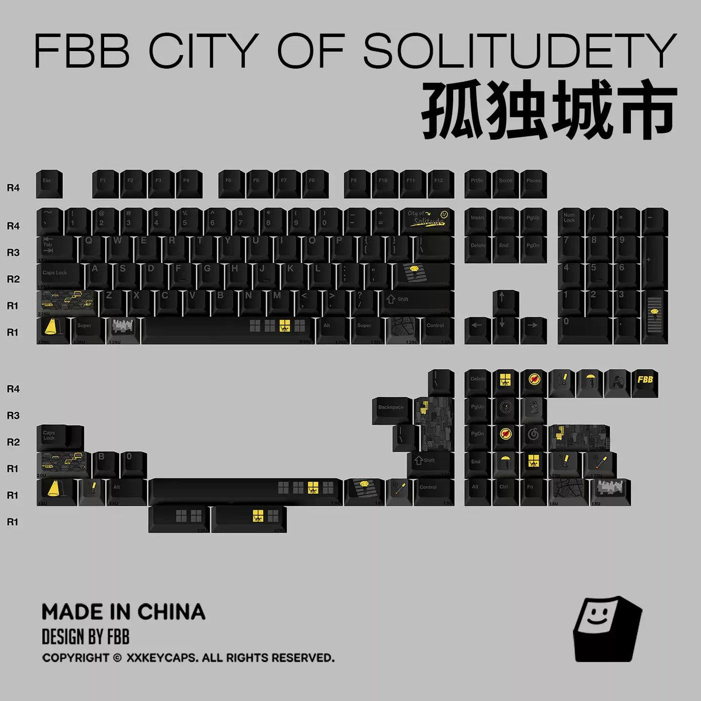 FBB City of Solitude Keycaps Cherry Profile PBT Dye Subbed