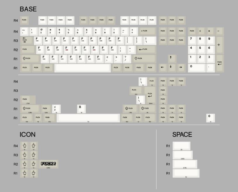 Armorsuit FXXK Keycaps Cherry Profile Dye Sub PBT Keycap 148-Keys