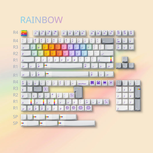 Keytok Rainbow Keycaps Smile Profile Dye-Sub PBT Keycap 168-Keys