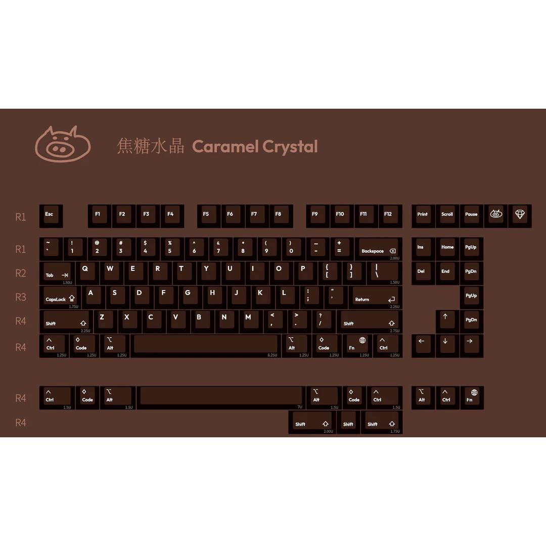 LeleLab Caramel Crystal Gem Series Keycaps Cherry Profile UV Printed PC Transparent Keycap 104-Keys