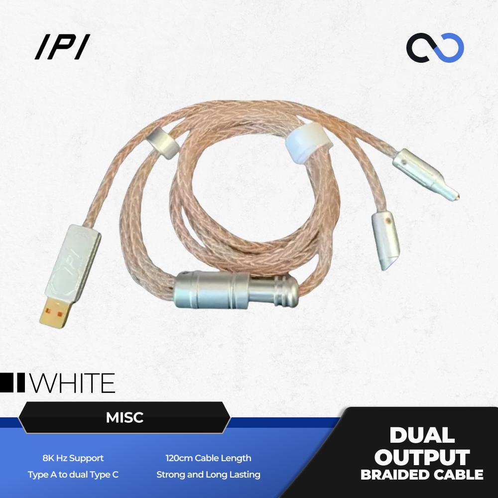 IPI Dual Output Braided Cable 8k USB Type A to C Mechanical Keyboard / Mouse Kabel Wire
