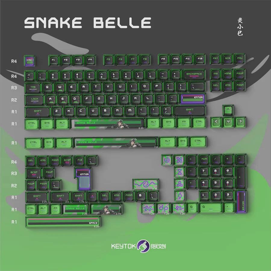 Keytok Snake Belle KOL Profile Double Shot / Dye-Sub Shine Through PBT / PC Keycap 151-Keys