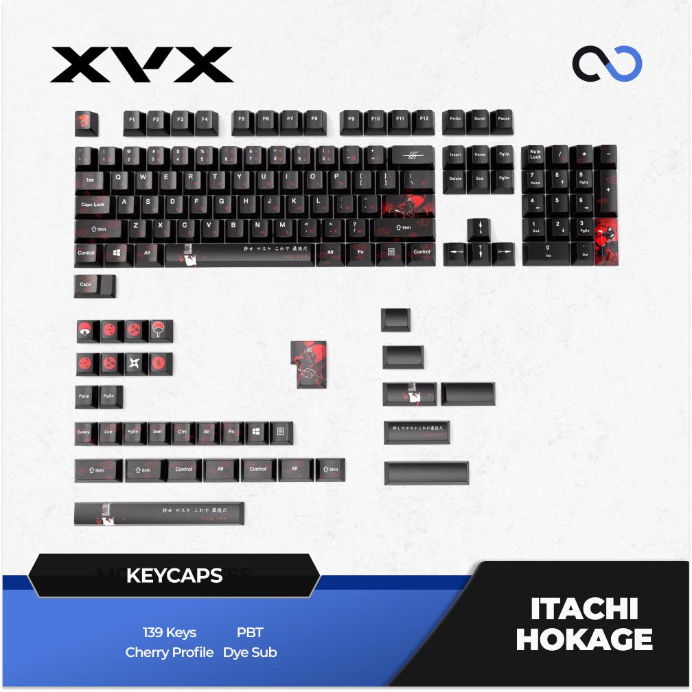 XVX Itachi Hokage Naruto Theme Keycaps Cherry Profile PBT Dye Sub Keycap 139-Keys