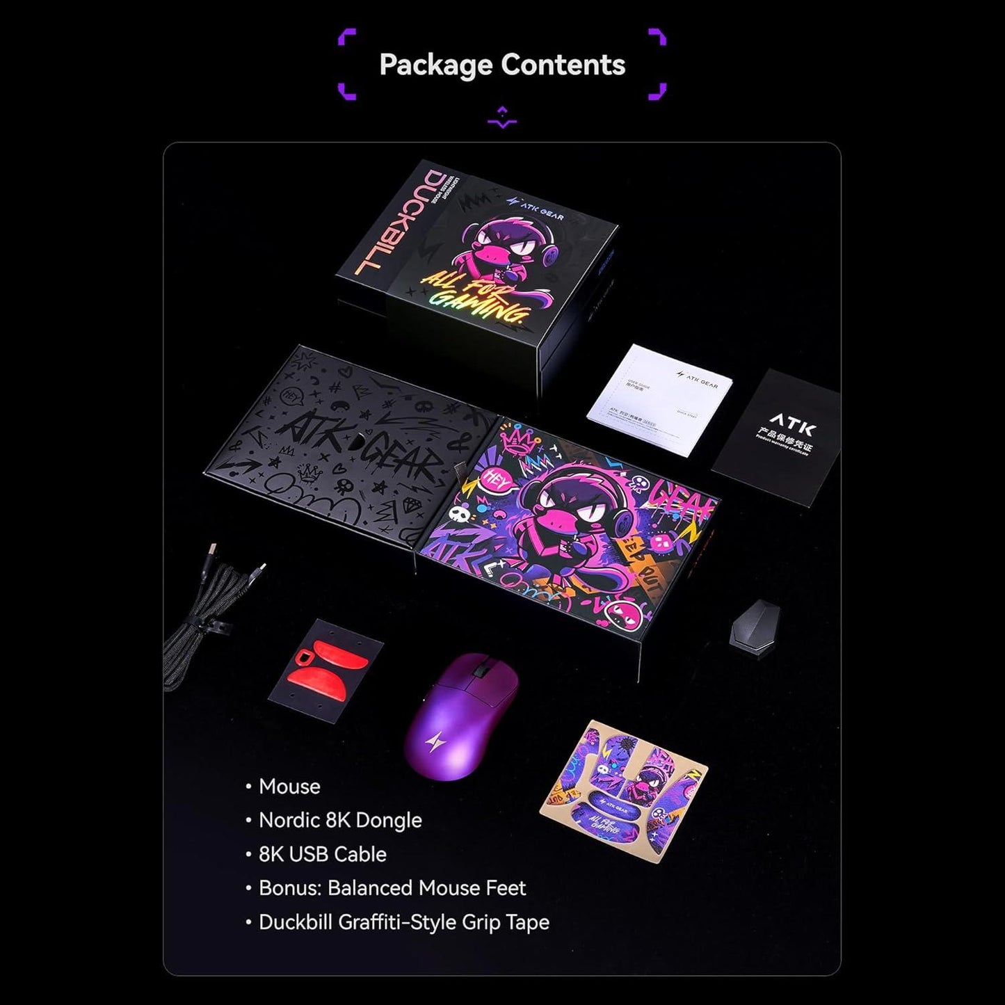 ATK Duckbill Ultra 8K Wireless Light Weight PAW3950 ULTRA Gaming Mouse