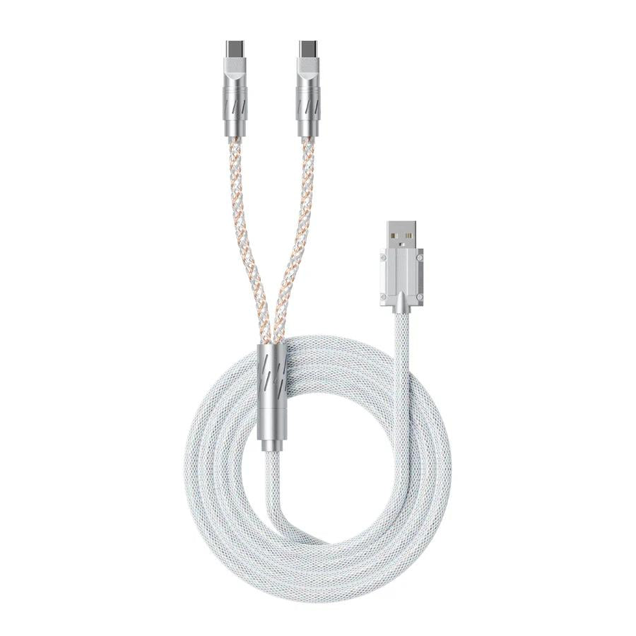 XVX CC8 Fabric Dual Output Braided RGB Cable 8k USB Type A to C 2 in 1 Mechanical Keyboard / Mouse Kabel Wire