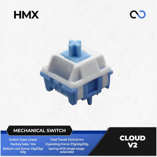 HMX Cloud V2 Pre-Lubed Mechanical Keyboard PCB Mount Switch (Linear) by XLLAB
