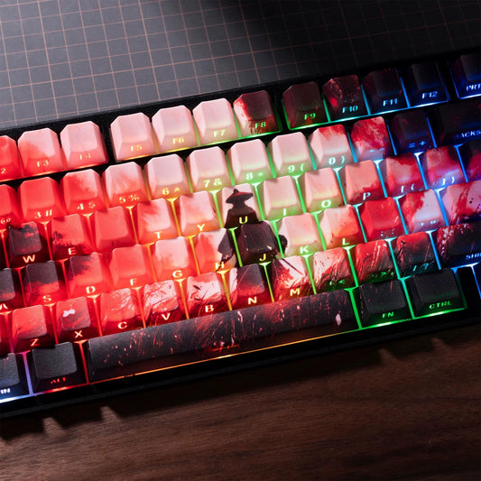 XVX Wutong Samurai Blood Keycaps Cherry Side Profile Dye sub Shine Through PBT Keycap 134-Keys