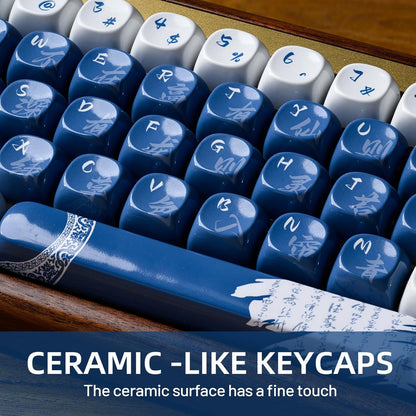 XVX Qinghua Porcelain Blue Ceramic Coated Keycaps MOA Profile Dye sub PBT Keycap 140-Keys
