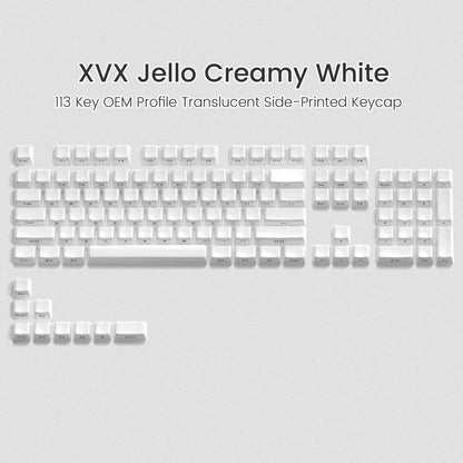 XVX Jelly Creamy White Side-Printed Translucent Double Shot PC ABS Plastic OEM Profile Keycap (113-Key)