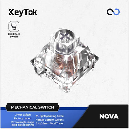 Keytok Nova Pre-Lubed Hall Effect Keyboard PCB Mount Magentic Switch (Linear)