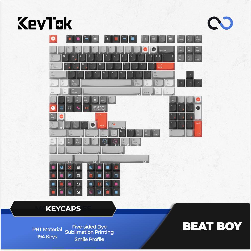 Keytok Beat Boy Keycaps Smile Profile Dye-Sub PBT Keycap 194-Keys