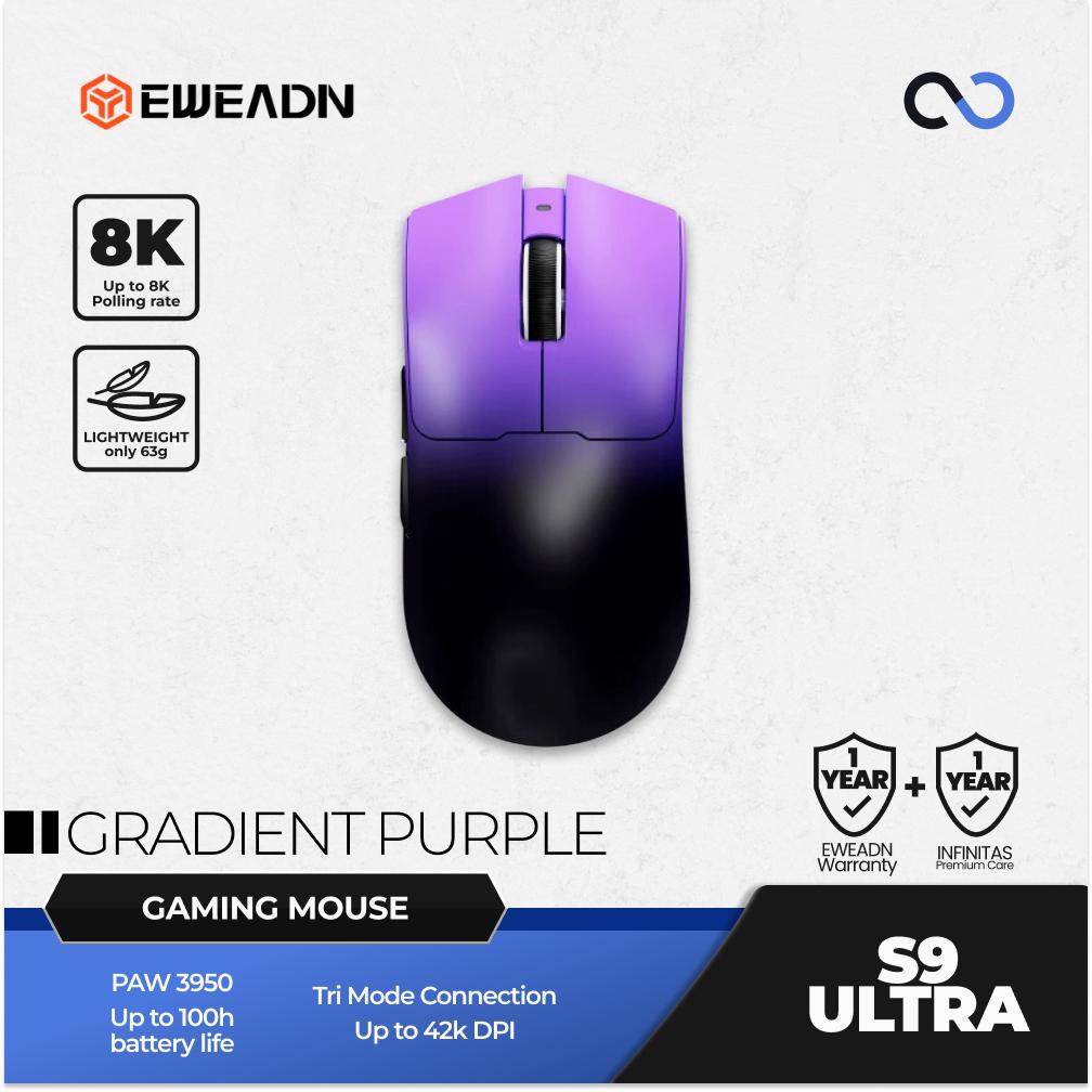 EWEADN S9 ULTRA 8K Wireless Light Weight PAW3950 Gaming Mouse Viper V3 Shape