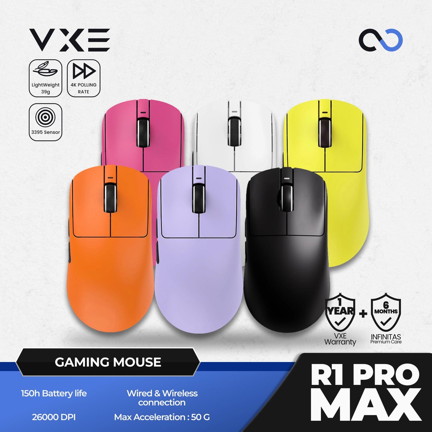 VXE R1 PRO MAX 4K Wireless Light Weight Gaming Mouse