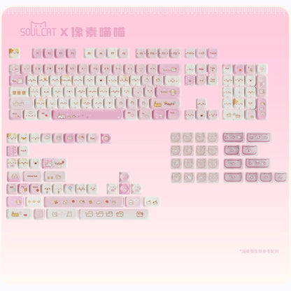 Soulcat Pixel Meow Meow Cat Theme Keycaps Cherry Profile Dye-sub PBT+PC Keycap 167-Keys
