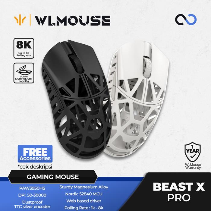 WLMouse Beast X Pro 8k Super Light Magnesium Wireless ambidextrous PAW3950HS Gaming Mouse