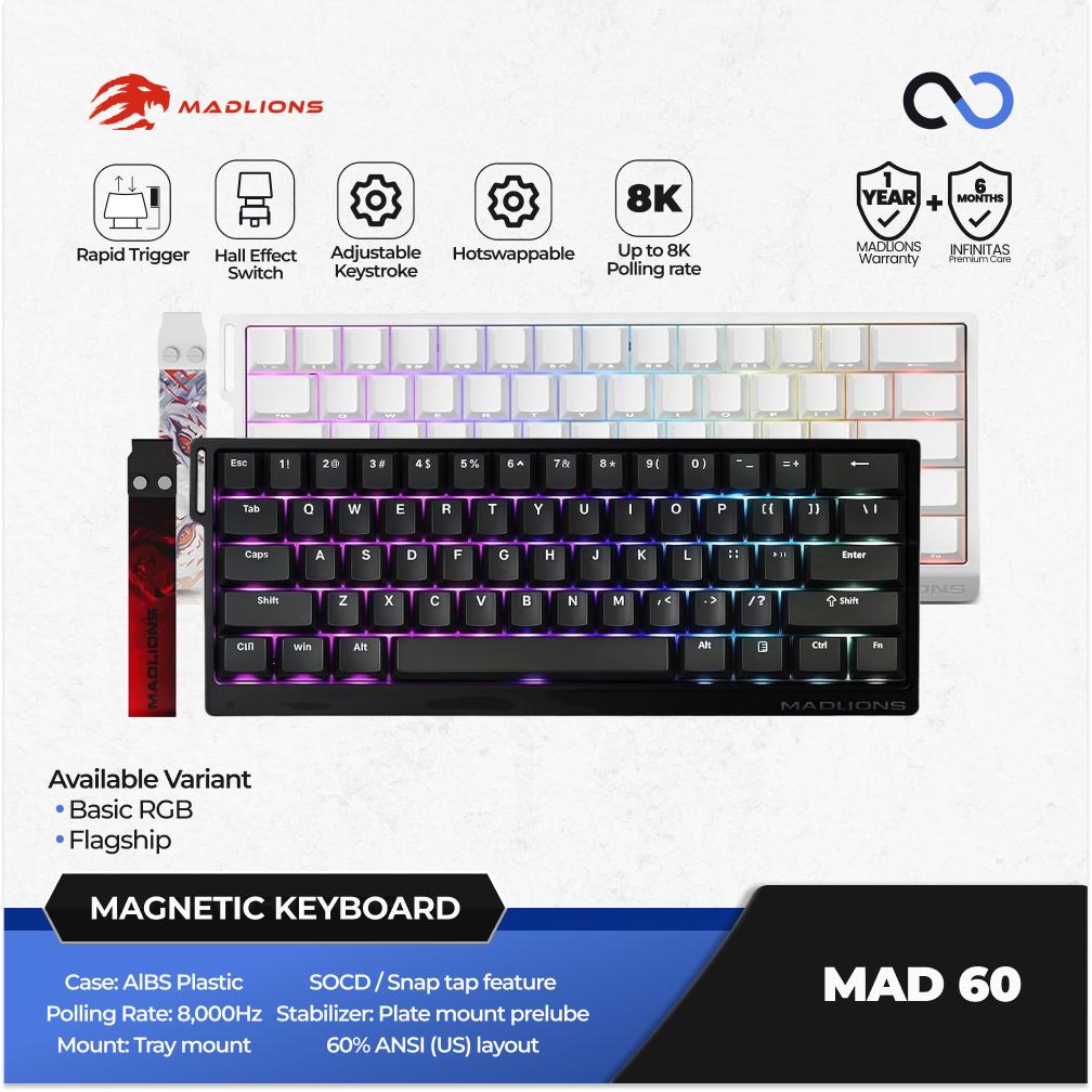 MADLIONS MAD60 V2 HE 8K Hall Effect 60% Keyboard Rapid Trigger SOCD DKS Wooting Fierce Gaming Gear