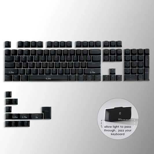 XVX Black Pudding Keycaps OEM Profile Double Shot Shine Through PBT Keycap 117-Keys