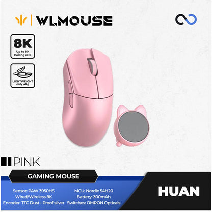 WLMouse Huan 8k Super Light Magnesium Wireless ambidextrous PAW3950HS Gaming Mouse