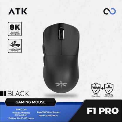 ATK F1 Pro / Pro Max Blazing Sky 8K Wireless Light Weight PAW3950 Gaming Mouse Viper Mini Shape