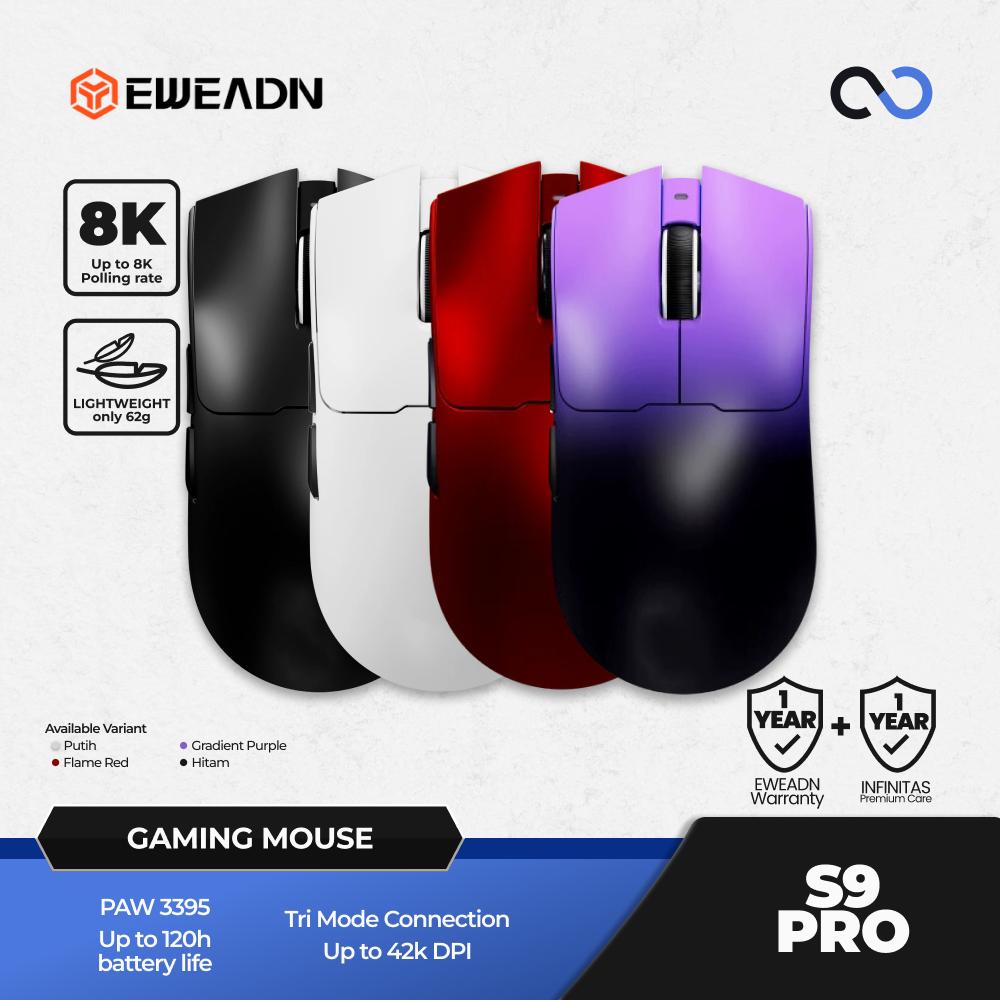 EWEADN S9 PRO 8K Wireless Light Weight PAW3395 Gaming Mouse Viper V3 Shape