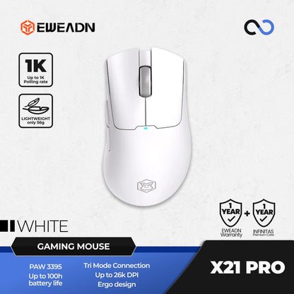 EWEADN X21 Pro Wireless Light Weight Ergonomic PAW3395 Gaming Mouse