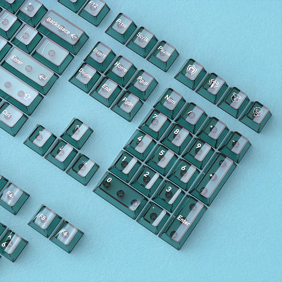 Infinitas Peacock Green Gradient Keycaps Cherry Profile Dye Sub / UV Printing PBT+PC Keycap 154-Key