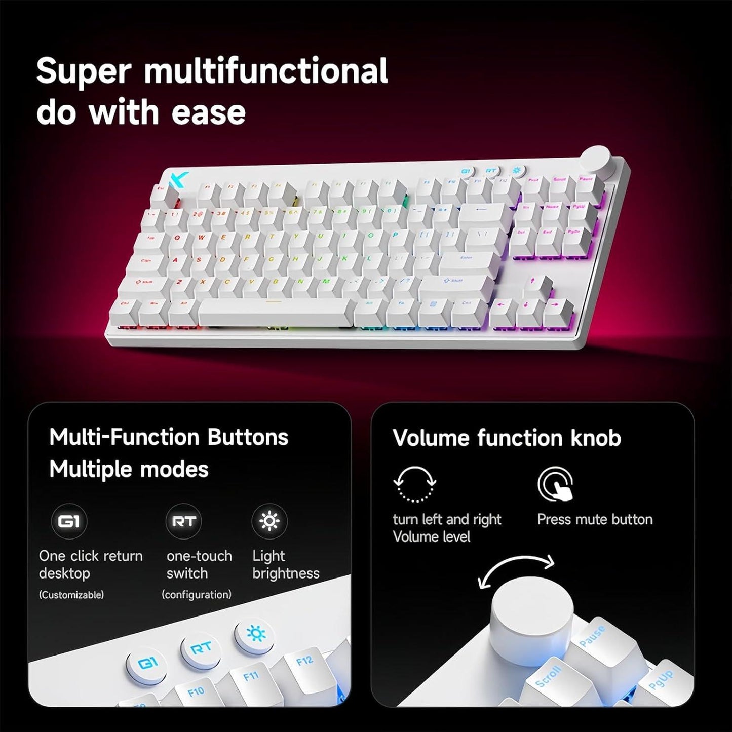 MCHOSE MIX87 E-Sports 8K Hall Effect TKL Magentic Gaming Keyboard Rapid Trigger SOCD DKS Wooting