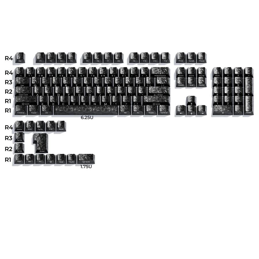 XVX Forged Carbon-Look Black Base Kit Keycaps Cherry Side Profile Dye sub PC Keycap 119-Keys