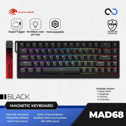 MADLIONS MAD68 V2 HE 8K Hall Effect 65% Keyboard Rapid Trigger SOCD DKS RDT Wooting Fierce Gaming Gear