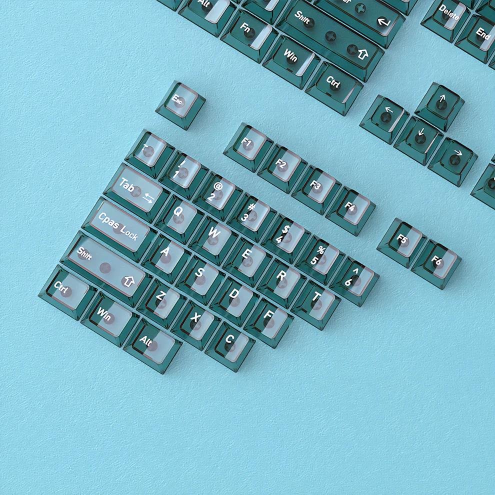 Infinitas Peacock Green Gradient Keycaps Cherry Profile Dye Sub / UV Printing PBT+PC Keycap 154-Key