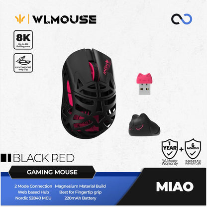 WLMouse Miao 8k Wireless Ultra Light Magnesium PAW3950 HS Finger tip Gaming Mouse