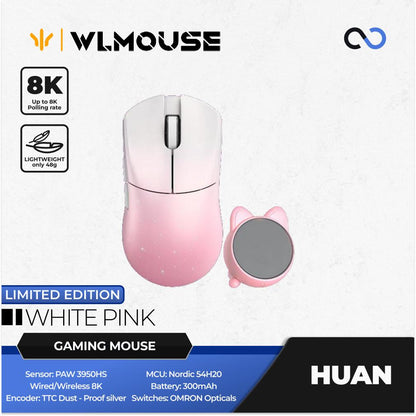 WLMouse Huan 8k Super Light Magnesium Wireless ambidextrous PAW3950HS Gaming Mouse