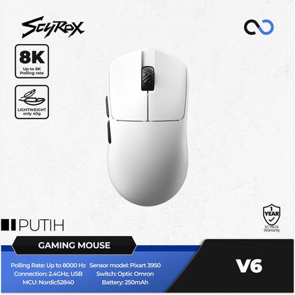 Scyrox V6 8K Light Weight Ambidextrous PAW3950 Wireless Gaming Mouse