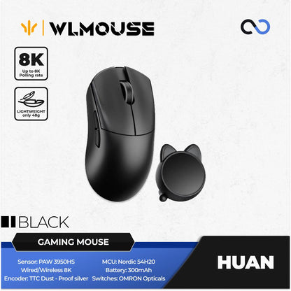 WLMouse Huan 8k Super Light Magnesium Wireless ambidextrous PAW3950HS Gaming Mouse