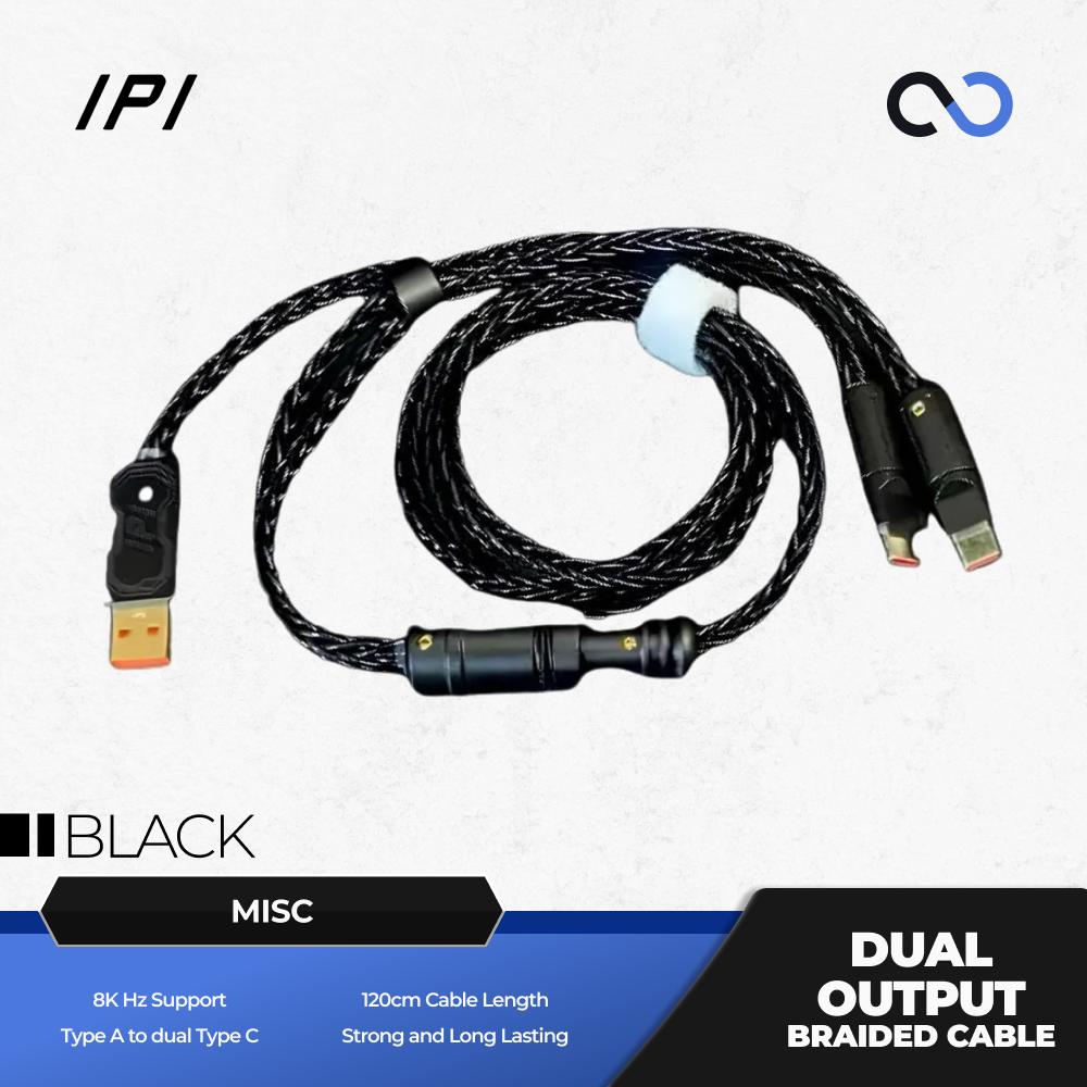 IPI Dual Output Braided Cable 8k USB Type A to C Mechanical Keyboard / Mouse Kabel Wire