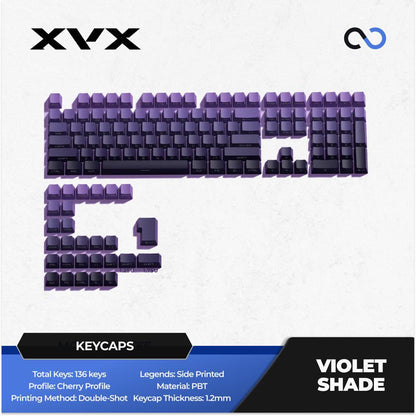 XVX Violet Shade Gradient Keycaps OEM Side Profile Double Shot Shine Through PBT Keycap 136-Keys