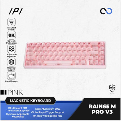 IPI Rain65 M PRO V3 8K Hall Effect Aluminum 65% Keyboard Rapid Trigger SOCD Wooting