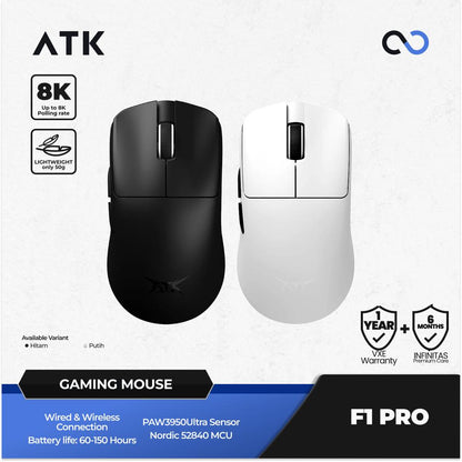 ATK F1 Pro / Pro Max Blazing Sky 8K Wireless Light Weight PAW3950 Gaming Mouse Viper Mini Shape