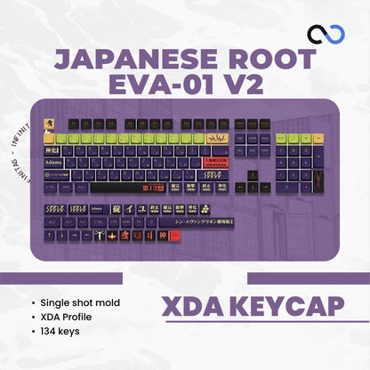 Keycaps PBT EVA-01 / EVA01 / Evangenlion V2 Japanese Root XDA Profile Keycap