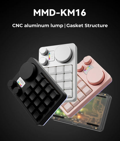 MMD KM16 PRO Aluminum Gasket Mechanical Keyboard for Designer PS PR AI Office Macro pad