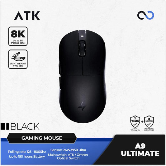 ATK A9 Ultimate 8K Wireless Light Weight PAW3950Ultra Gaming Mouse