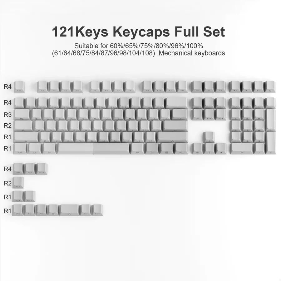 XVX Ash / Light Gray Shadow Side Gradient Keycaps OEM Profile Double Shot Shine Through PBT Keycap 121-Keys