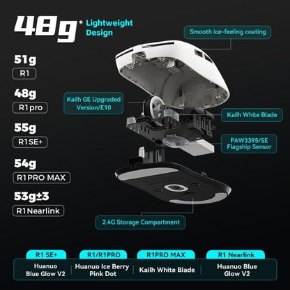 VXE R1 SE+ 1K Wireless Light Weight Ambidextrous PAW3395 SE Gaming Mouse