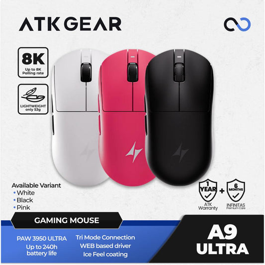 ATK A9 ULTRA 8K Wireless Light Weight PAW3950Ultra Gaming Mouse